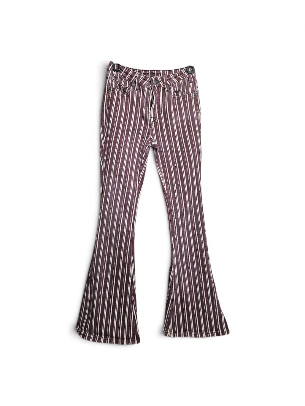 Rock&Roll Denim Womens Maroon And White Striped Flare Leg Jeans Size 26x32!